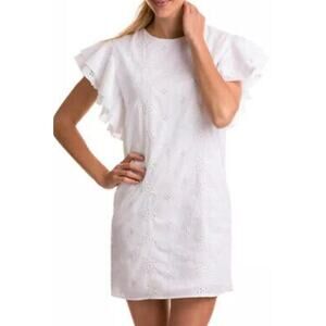 Pretty white eyelet ruffle cap sleeve cotton dress by Vineyard Vines size 16